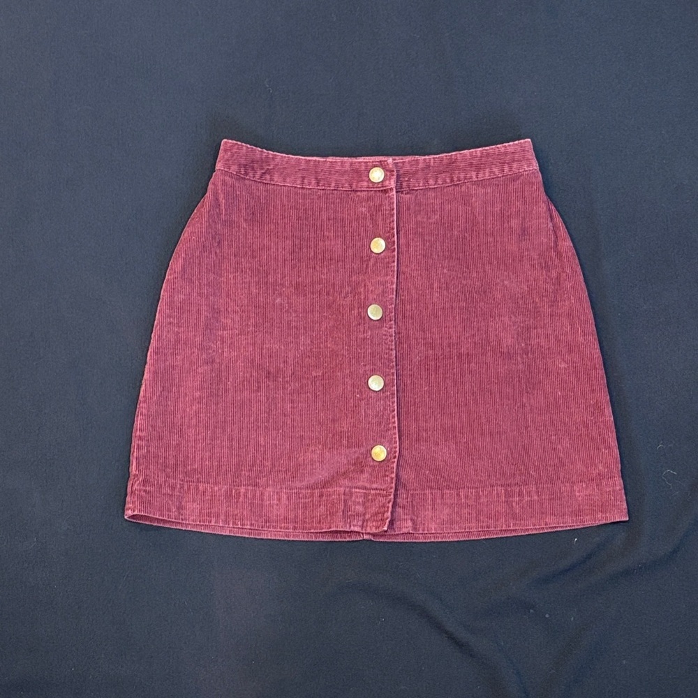 Old Navy Maroon Corduroy Skirt with Gold Buttons size 2​